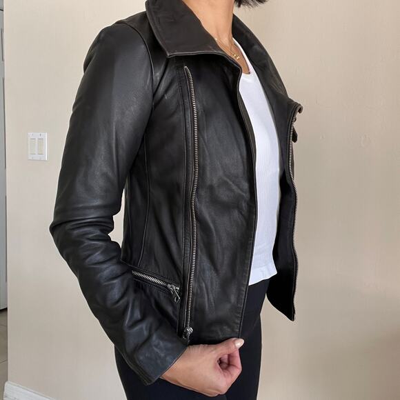 NWT All Saints Bales Biker Leather Jacket Women's XS - Picture 4 of 13
